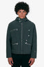Hermès Vert Chrome Nylon Zipped Hooded Jacket With Leather Detail Size 48 Mens