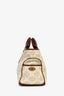 Celine Vintage Beige Canvas Dark Brown Leather Top Handle