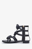 Pre-loved Chanel™ Black Leather Camellia Gladiator Sandals Size 36
