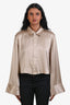 Frame Khaki Tan Silk Buttoned Cropped Shirt Size S