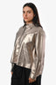 Veste en daim de chèvre métallisé argenté Lafayette 148, taille L
