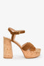 Gianvito Rossi Brown Strappy Cork Platform Sandals Size 39