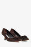 Manolo Blahnik Brown Suede Flower Appliqué Kitten Heel Size 39