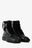 Roger Vivier Black Leather Crystal Embellished Buckle Combat Boots Size 36