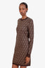 Fendi Brown Zucca Print Long Sleeve Mini Dress Size 42