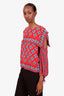 Sandro Red/Blue Printed Silk Blouse Size 2