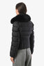 Prada Black Nylon Quilted Belted Down Fur Trim Hooded Jacket Size 46