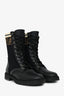 Fendi Black Leather 'Rockoko' Biker Boots with Stretch Fabric Size 37