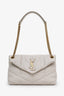 Saint Laurent White Lambskin Toy Puffer Loulou Shoulder Bag