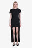 Pre-loved Chanel™ Black/Glitter Silver Wool Blend Short Sleeve High-Low Maxi Dress Size 36