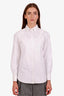 Burberry White Cotton Embroidered Button Down Shirt Size 2