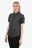 Akris Punto Black/White Polka Dot Short Sleeve Button-Down Top Size Small