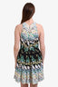 Roberto Cavalli Black/Blue V-Neck Ruched Sleeveless Mini Dress Size 42