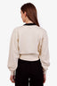 Off-White Ivory/Black Cropped Logo Embroidered Sweatshirt Size XS