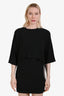 Stella McCartney Black Crepe Fringe Bead Layered Cape Mini Dress Size 38