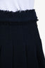 Thom Browne Navy Cotton Pleated Raw Hem Mini Skirt Size 36