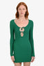 Max Mara Green Knit Keyhole Long Sleeve Maxi Dress Size S