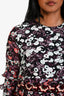 Giamba Purple/White/Blue/Pink Polyester and Silk Ruffle Long Sleeve Floral Mini Dress Size XS