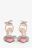 Mach & Mach Pink Satin Crystal Pointed Heels Size 39.5