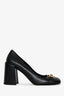 Versace Black Leather Gold Medusa Block Heels Size 39