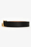 Fendi Black Leather Gold Buckle 'Monster Eyes' Thin Belt Size 90