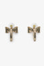 Pre-loved Chanel™ 22B Gold Tone Pink Bow CC Hoop Earrings