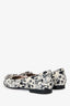 Pre-loved Chanel™ 2003 Black/White Silk Printed CC Logo Flats Size 37.5