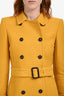 Burberry Yellow Wool Cotton Blend Ribbed Trench Coat Size 2