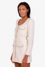 Self-Portrait White Tweed Crystal and Pearl Embellished Mini Dress Size US 4