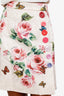 Dolce & Gabbana Pink Floral Button Detail Mini Skirt Size 40