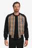 Burberry London Black/Novacheck Satin Logo Bomber Jacket Size 50 Mens