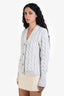 Gucci White/Silver Metallic Wool Cashmere Crystal Button Sweater Size S