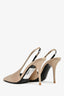 Saint Laurent Taupe Satin Slingback Heels Size 37