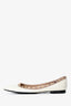 Valentino Off White Patent Leather Rockstuds Flats Size 35.5