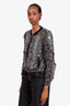 Moncler Black/White Snake Printed Silk Zip Up Jacket Estimated Size M