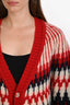 Gucci 2020 Wool Zigzag Jacquard Deep V-Neck Cardigan Size S