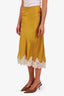Doen Yellow Silk Lace Midi Skirt Size XXL