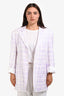 Jacquemus Le Coup de Soleil White/Purple Plaid Printed Linen Blend Blazer Size 40
