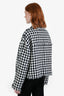 Gucci Black/White Plaid Tweed Bomber Jacket with Fringe Size 46