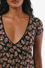 Mini-robe Reformation noire à imprimé floral multicolore, col en V, taille XS