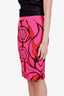 Alexander McQueen Pink Printed Fitted Midi Skirt Size S