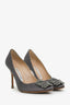 Manolo Blahnik Grey Satin Hangisi Heels Size 36.5