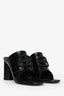 Balenciaga Black Croc-Embossed Oval BB Heeled Sandal Size 40