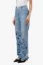 Pre-loved Chanel™ Light Blue Camellia Cut Out Wide Leg Jeans Size 34