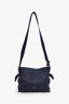 Loewe Navy Leather Medium Flamenco Leather Clutch With Extra Canvas And Woven Spiral Straps