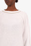 Brunello Cucinelli White Sequin Cotton Crewneck Sweater Size M