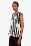 Marni Black/White Cotton Striped Floral Sleeveless Top Size 42