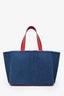 Valentino Blue/Red Denim Leather 'V' Tote Bag