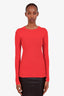 Reformation Red Ribbed Long Sleeve Shirt Size XS