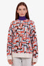 Prada Orange/Purple Wool Cashmere Abstract Pattern Knit Sweater Size 44